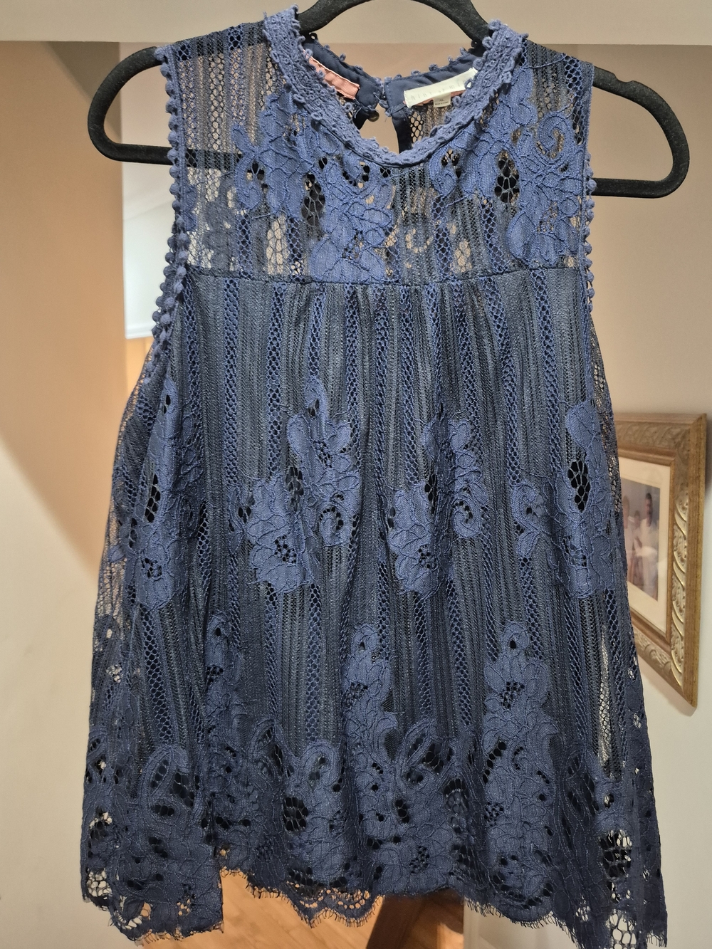 Hint of Mint Navy Blue Lace Sleeveless Camisole